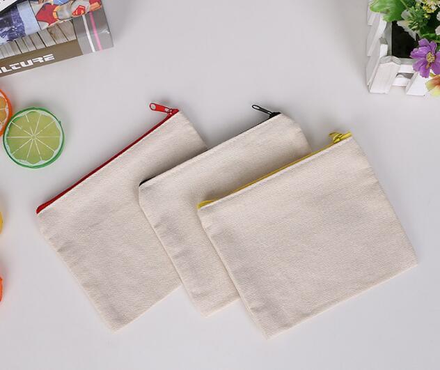 1000pcs blank canvas zipper Pencil cases pen pouches cotton