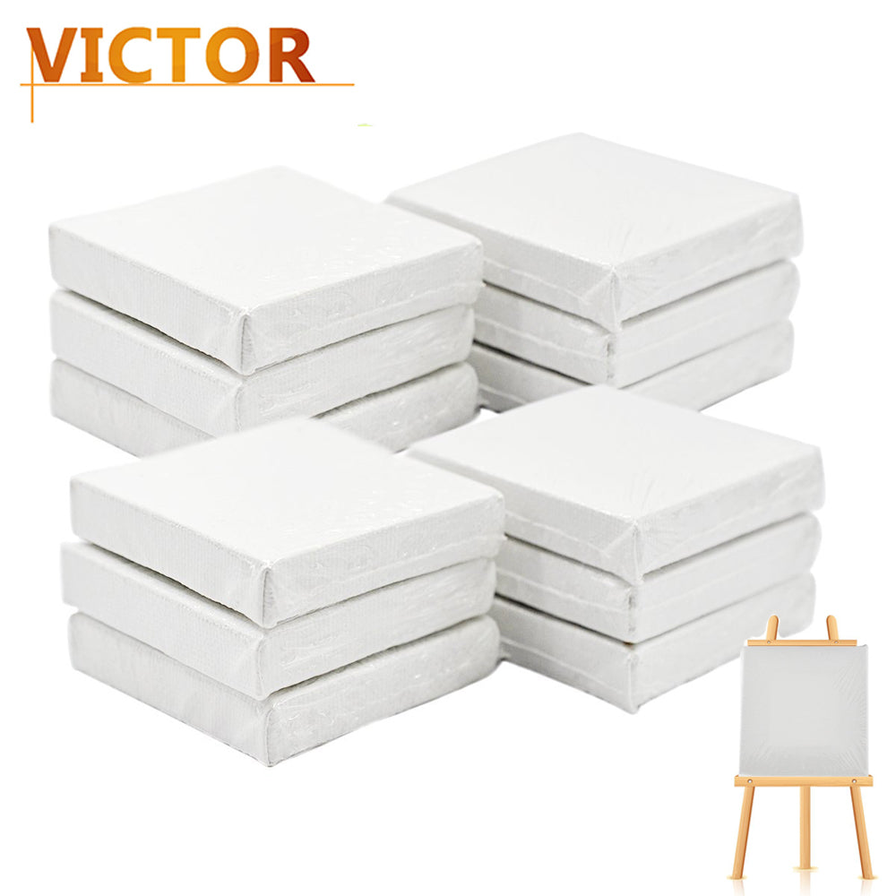 12Pcs Mini Canvas Art Drawing Board Blank Canvas Painting Crafts Wedding Table Numbers Painting  Wooden Board for drawing 7x7cm