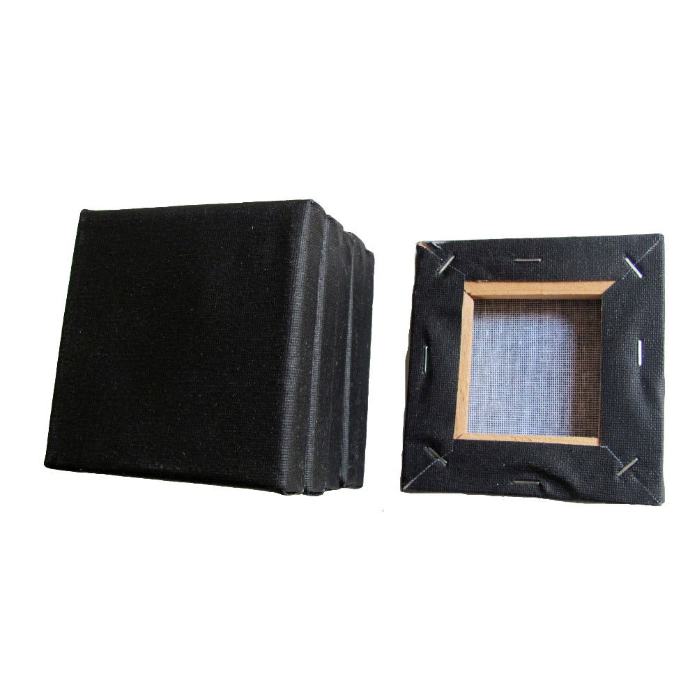 12pcs Mini Stretched Artists Black Canvas Small Art Board Acrylic/Oil Paint Crafts 4*4inch(10*10cm)Blank Canvas